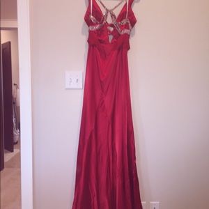 Red, Silk Evening Gown